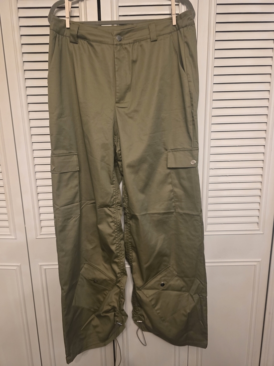 Finesse Pants - Finesse Olive Green Wide-Leg Cargo Trousers